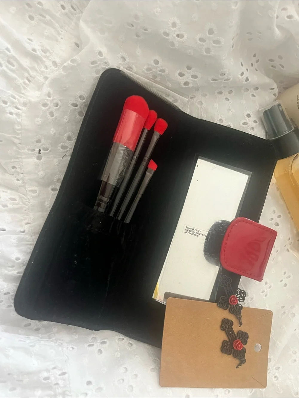 Philosophy Fresh Cream Set with Black Case and Red-Accent Brushes & Earrings